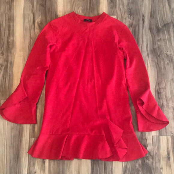 Goen.J Red Ruffle Trim Tunic - Picture 5 of 8